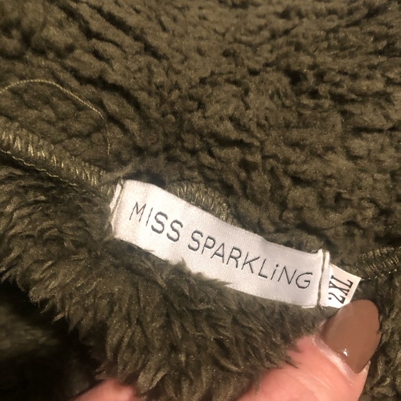 Miss Sparkling Ultra Soft Sherpa Jacket In Olive. NWT! Sz 2X - Picture 8 of 10